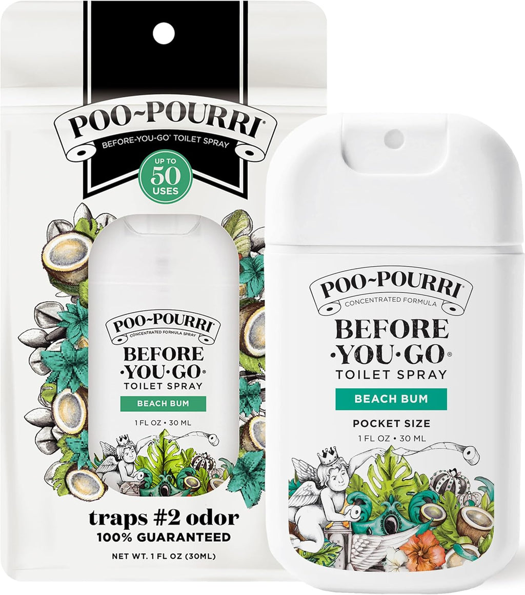 Poo-Pourri Pocket Toilet Spray - Beach Bum Scent, 1 Fl Oz | Travel-Size Odor Deodorizer, TSA Approved