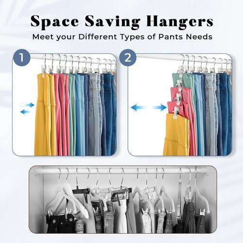 HOUSE DAY Legging & Yoga Pants Hangers - 20 Pack Space-Saving Clips for Closet Organization | Ivory
