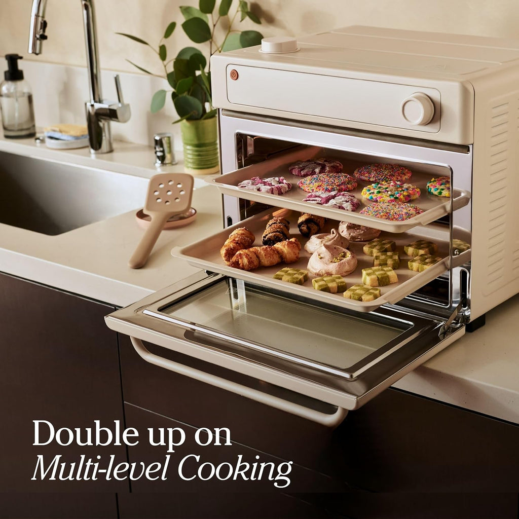 Our Place Wonder Oven - 6-in-1 Air Fryer & Toaster Oven with Steam Infusion | Nonstick Ceramic Bakeware Set (Round, Square & Muffin Pan) | Non-Toxic PFAS-Free | Blue Salt