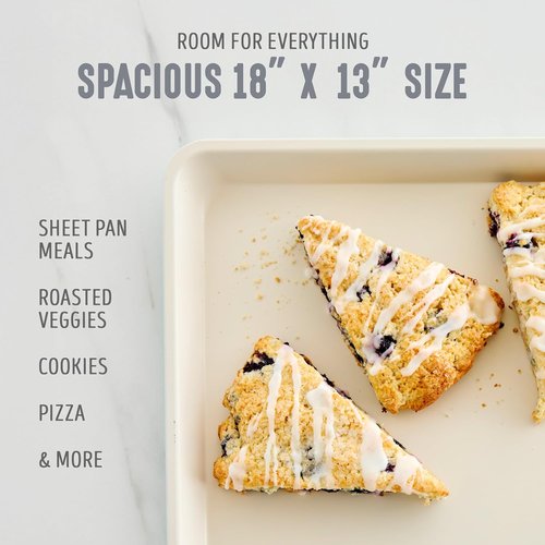 GreenLife Bakeware Half Cookie Sheet - 18” x 13” Non-Toxic Ceramic Nonstick Pan | Oven Safe to 450°F, Easy Clean, Gray