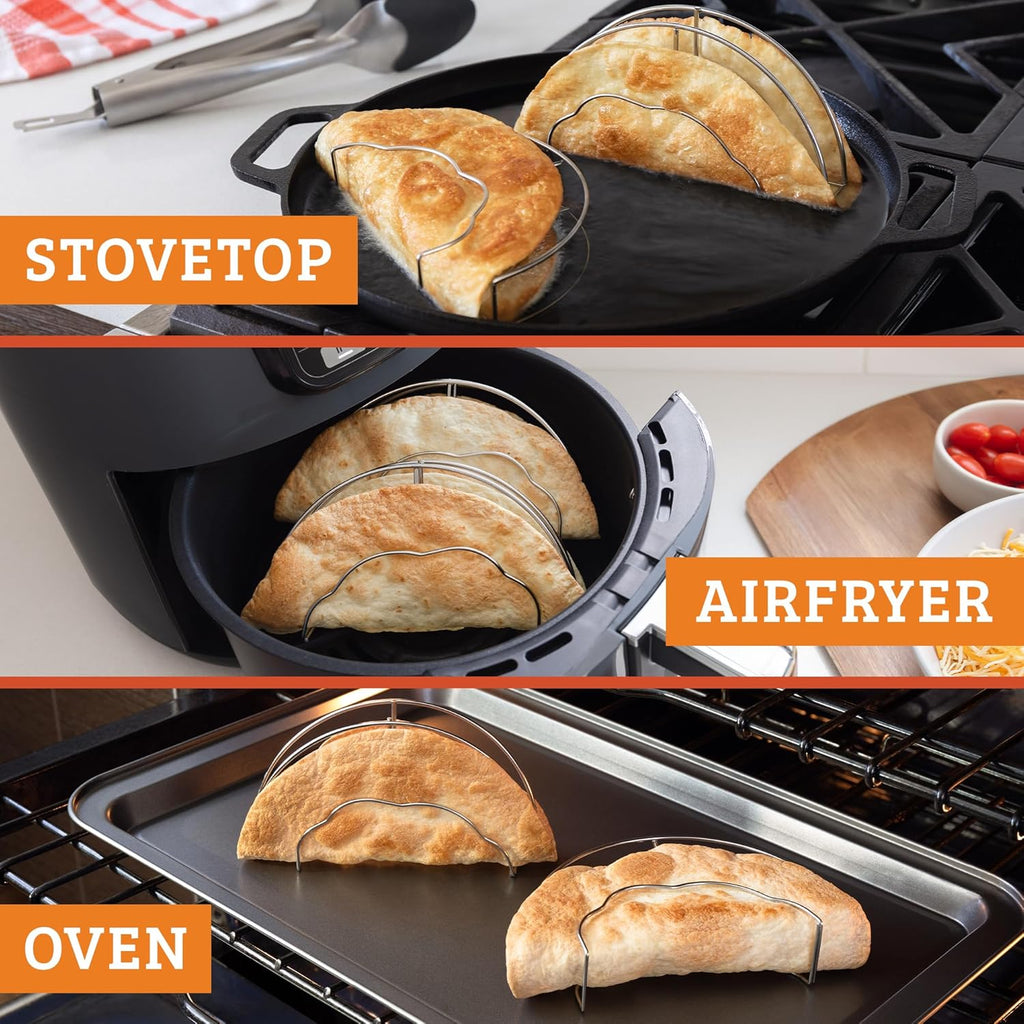 Skiennix Taco Shell Molder & Maker - Stainless Steel Tool for Oven & Air Fryer | 2-Pack, Dishwasher Safe, 6-8 Inch