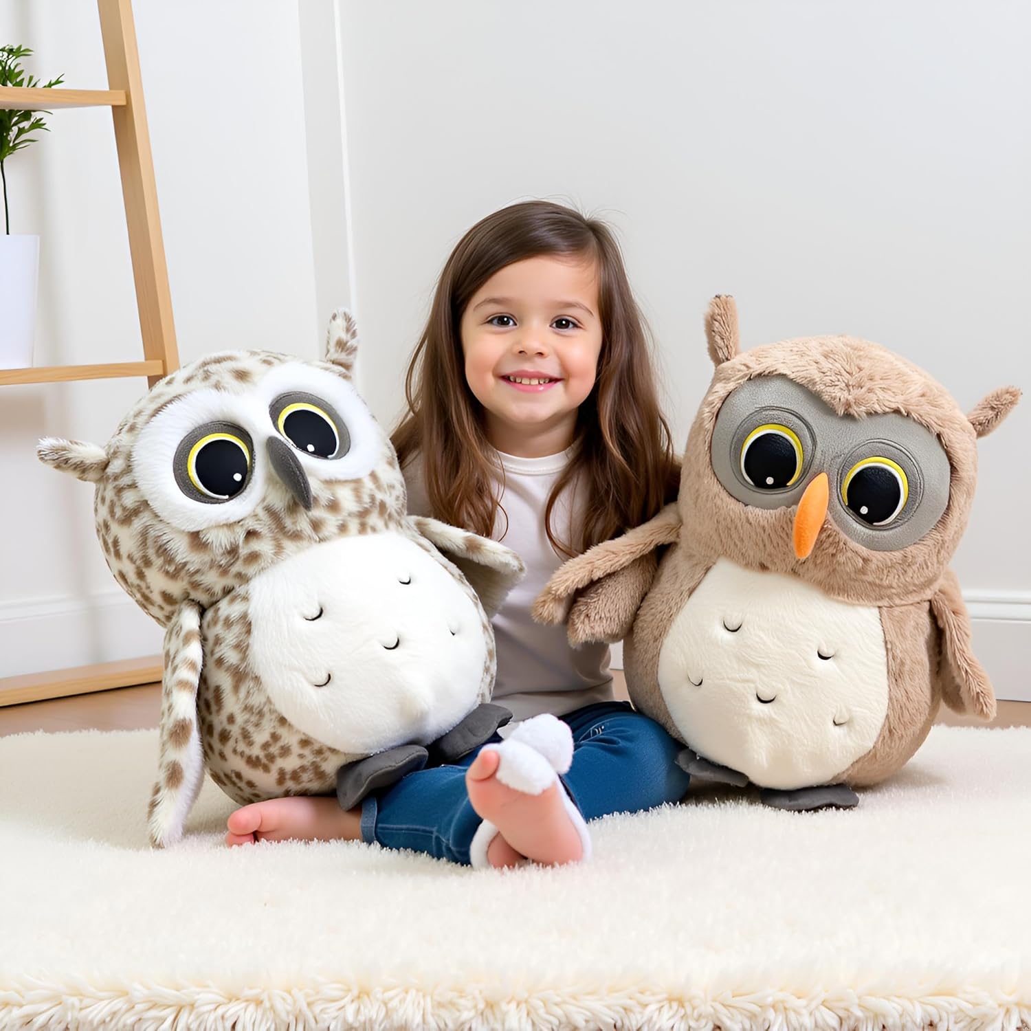 Ryttir 15.7 Inch Chubby Gray Owl Plush Toy - Fun Adventure Stuffed Animal for Kids & Room Decor