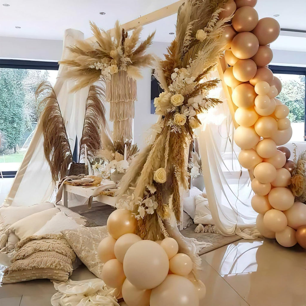 PartyWoo Nude Balloons - 100-Piece Pack in Various Sizes for Boho-Themed Parties | Beige & Apricot
