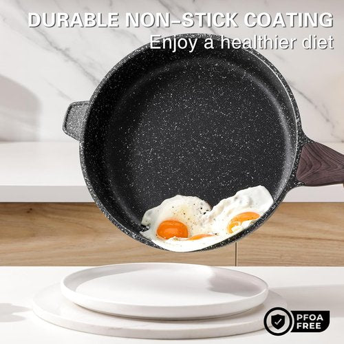 Kordisen Nonstick Deep Frying Pan - 12 Inch Skillet with Lid | 5 Qt Healthy Induction Cookware, PFOA Free