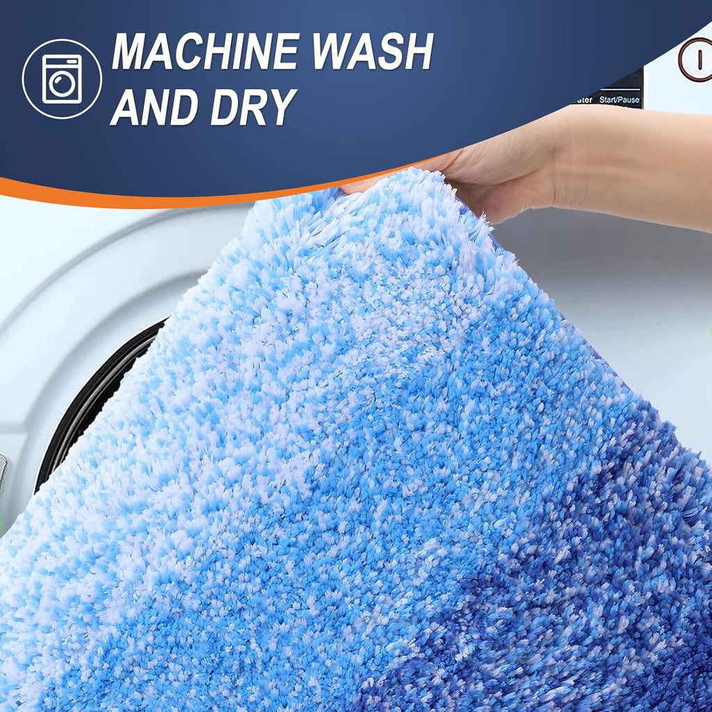 OLANLY Bathroom Runner Rug - Extra Soft Microfiber, Quick Dry & Washable | 47x17, Light Royal Blue