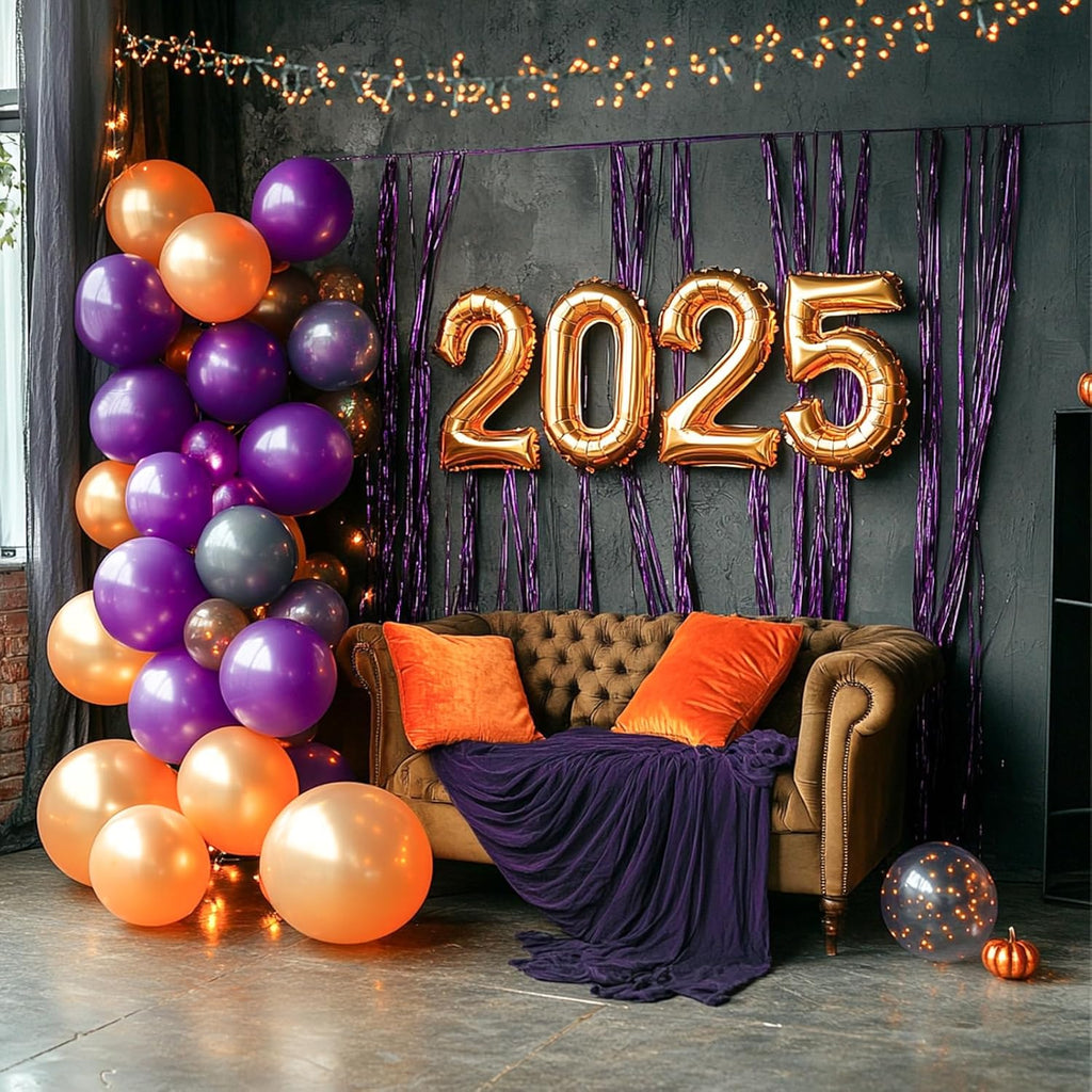 PartyWoo Foil Fringe Curtain - 3pcs 8.2ft Metallic Tinsel Lavender Backdrop for Celebrations