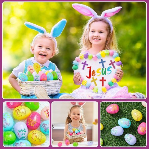 Mini Jesus Figurines Easter Eggs - Religious Basket Fillers for Kids | 50 Pack Plastic Eggs