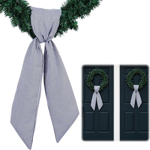 Black Striped Wreath Ribbon Set by [Brand Name] - 2 Pack, 5.12" Wide x 54.33" Long for Halloween Decor