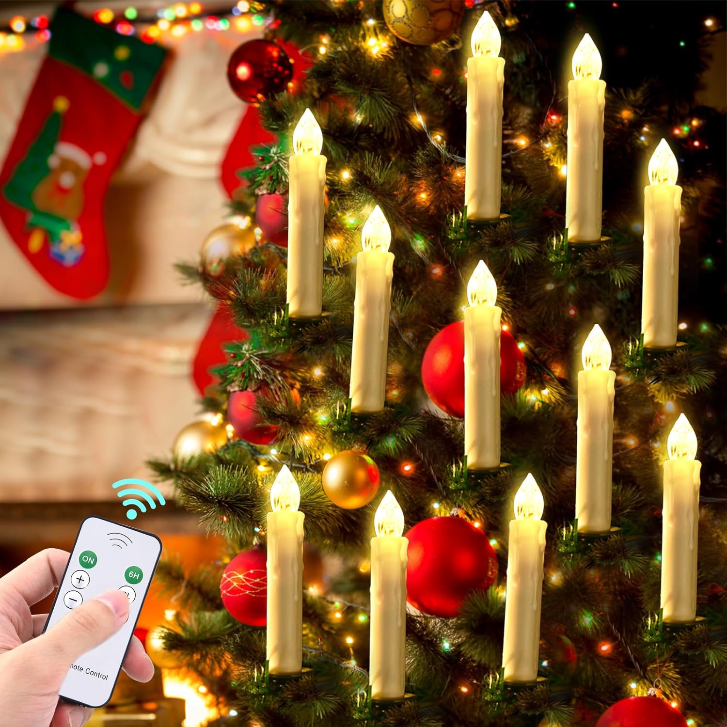 RaceGT Flameless Candles - 20Pcs Remote-Controlled LED Lights with Timer | Warm White Tapered Design for Holiday Decor