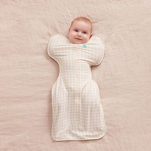 Love To Dream Swaddle UP - Baby Sleep Sack for Newborns | Self-Soothing, 1.0 TOG, Tan Houndstooth, 5-8.5 lbs