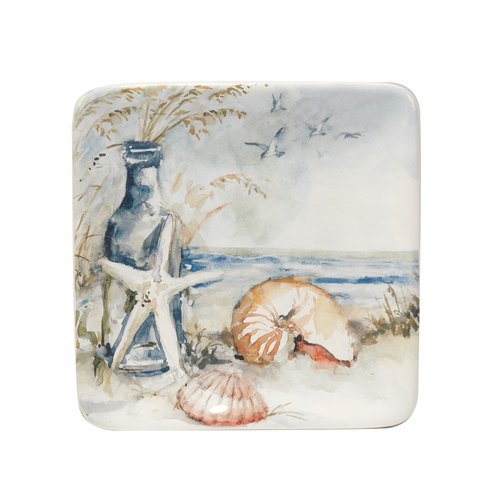 Certified International Coastal Landscape 6" Canape/Luncheon/Appetiser Plates, Assorted Designs, Multicolor, Medium, Set of 4