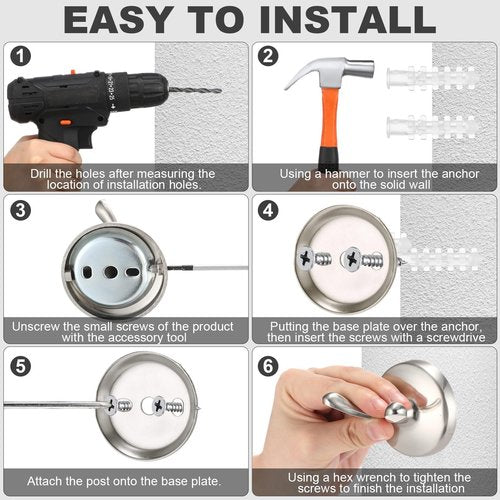 Gisafai 16 Pcs Bathroom Hardware Accessories Set Adjustable Expandable Bath Towel Bar Kit Stainless Steel Bathroom Hardware Set Towel Racks Ring Towel Hooks Holder for Wall Mounted (Silver)