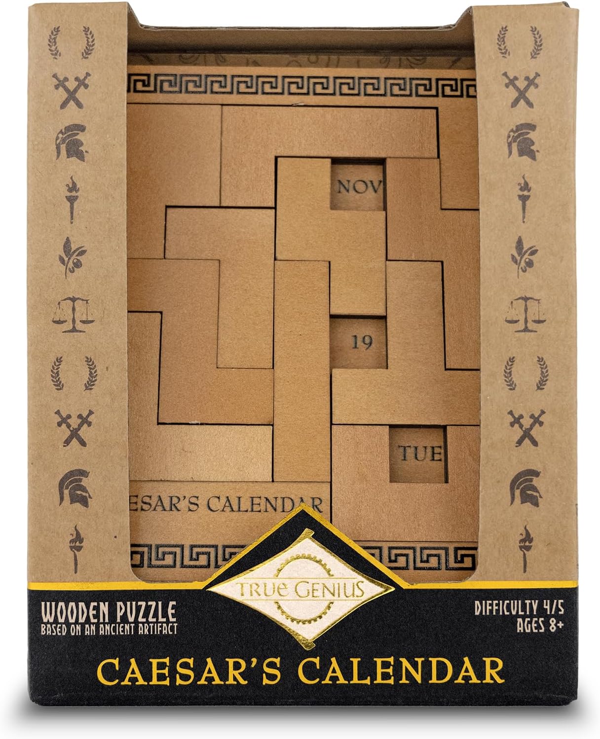 Project Genius Caesar's Calendar - 365+ Wood Puzzle-A-Day Challenge | Brainteaser Gift for All Ages