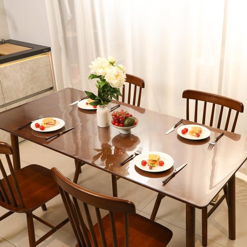 ETECHMART Clear Plastic Table Cover Protector Rectangle 42 x 60'', Thick Waterproof Transparent Table Protector for Dining Table, Non-Slip Heat Resistant Clear Desk Mat for Kitchen Office Desktop