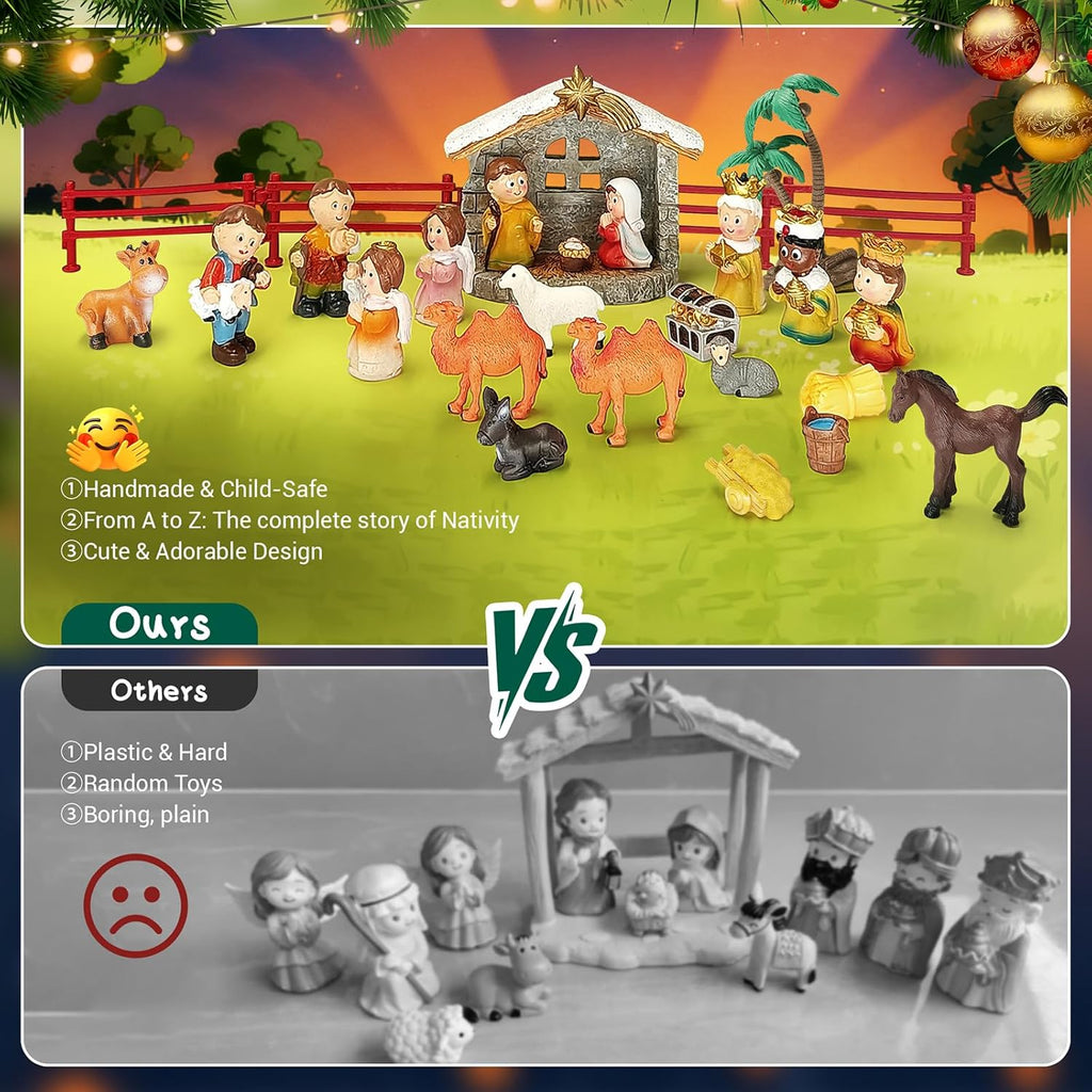 Nativity Advent Calendar - 24-Day Countdown Christmas Calendar | Little People Nativity Set for Kids & Adults