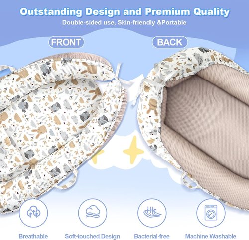 Hoot Portable Baby Lounger - Infant Nest for Newborns 0-24 Months | Ideal for Travel & Crib Use
