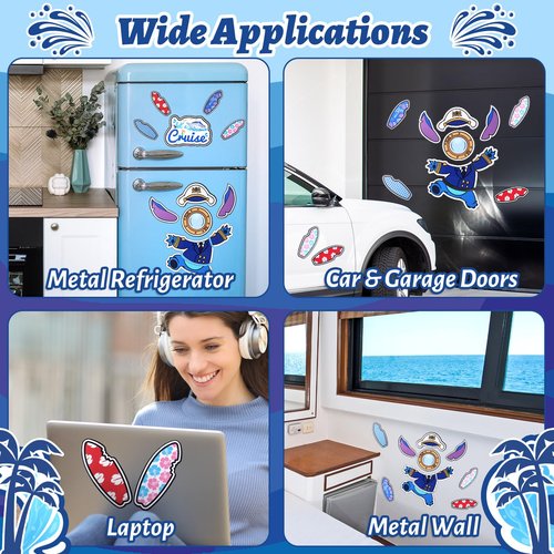 12 Pcs Cruise Door Magnet Large Captain Cruise Door Decorations Cute Reusable Refrigerator Magnets for Cruise Ship Door