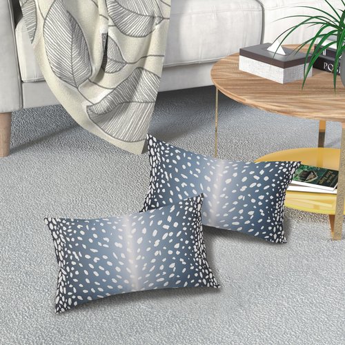 Antelope Lumbar Pillow Covers 12X20 Inch Navy Blue Faux Fawn Deer Animal Print Decorative Pillow Cases Modern Neutral Cotton Linen Throw Pillows Set of 2 Home Decor for Sofa Porch Couch Outdoor