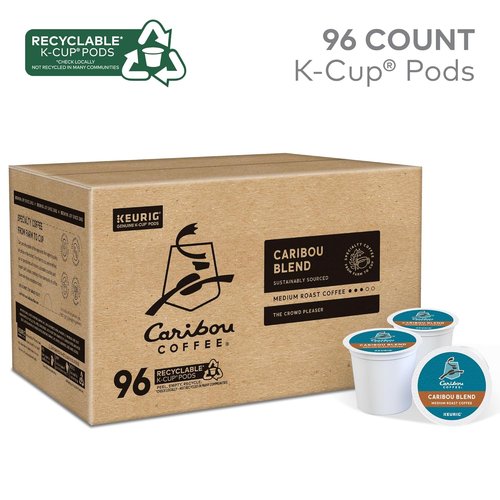 Caribou Coffee Caribou Blend K-Cup Pods - Medium Roast Coffee, 96 Count for Keurig Machines