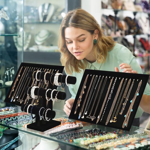 Fingertip WD 20 Pcs Black Velvet Jewelry Display Sets, Necklace Bracelet Holder Jewelry Bust Holder Stand Ring Display Stand for Selling Craft Showcase Organizer