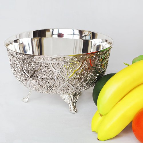 YTTDAY Dinner Bowl Fruit Bowl Medium and large bowlsl Elegant Snack Bowl | 50 oz Ornate Bowl Holiday Entertaining Used for Fruit Puree, Salad, Ceramic, Pasta Bowls/Plates, Antique(Medieval Silver)