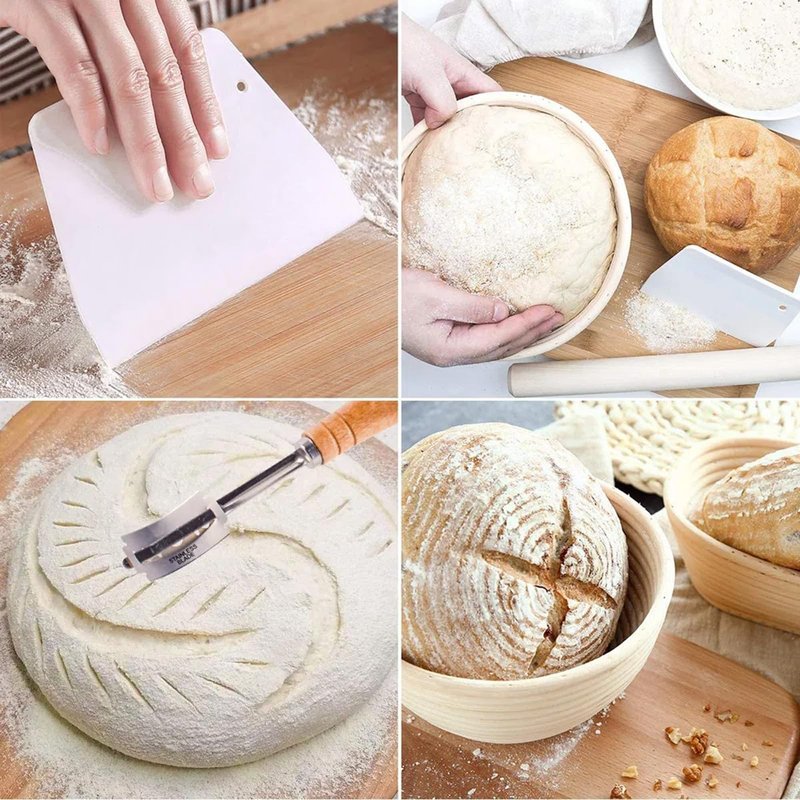 Ineyger Proofing Basket - 9 inch Banneton Bread Proofing Baskets Set of 2 Banneton Basket Sourdough Proofing Bowls with Liners for Professional & Home Artisan Sourdough Bread Baking Supplies