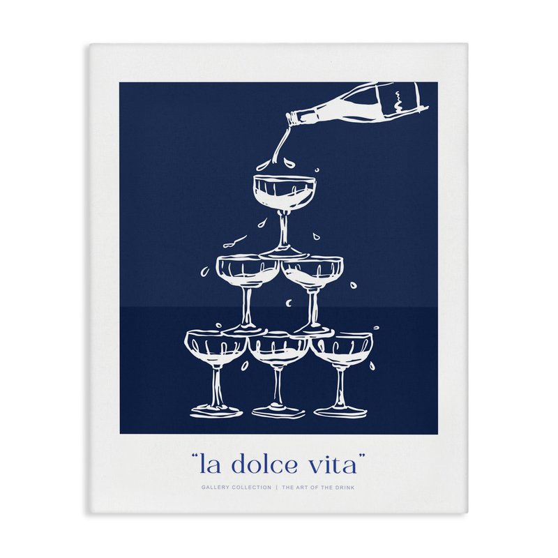 Stupell Industries Navy Champagne Tower Canvas Wall Art design by Lettered and Lined, 20 x 16