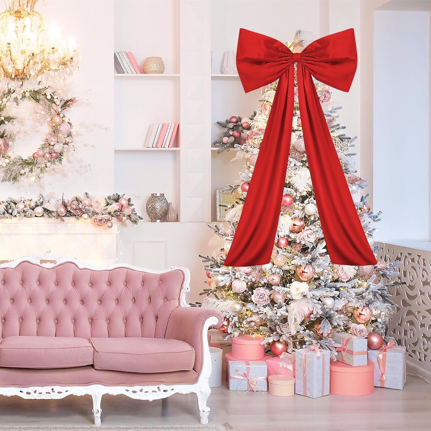 Wavwavw Large Red Bow Decor - Giant Satin Ribbon Tie for Birthday & Wedding Decorations | 24 x 36 Inches