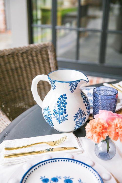 Mud Pie Block Print Pitcher; 72 oz