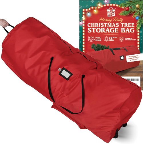 Holiday Cheer Christmas Tree Storage Bag - Heavy Duty Waterproof Bag for 7.5ft Artificial Trees | Durable Wheels & Zipper