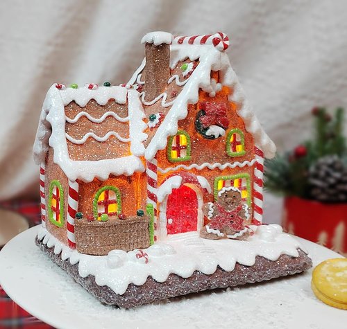 Moments In Time Gingerbread House | Light-Up Christmas Village Decoration - 7.5” LED Handcrafted Holiday Décor