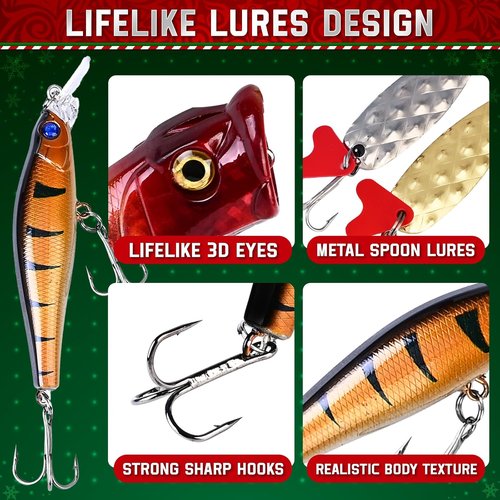 Fishing Advent Calendar 2025 - 24 Days of Premium Fishing Lures for Men & Teens