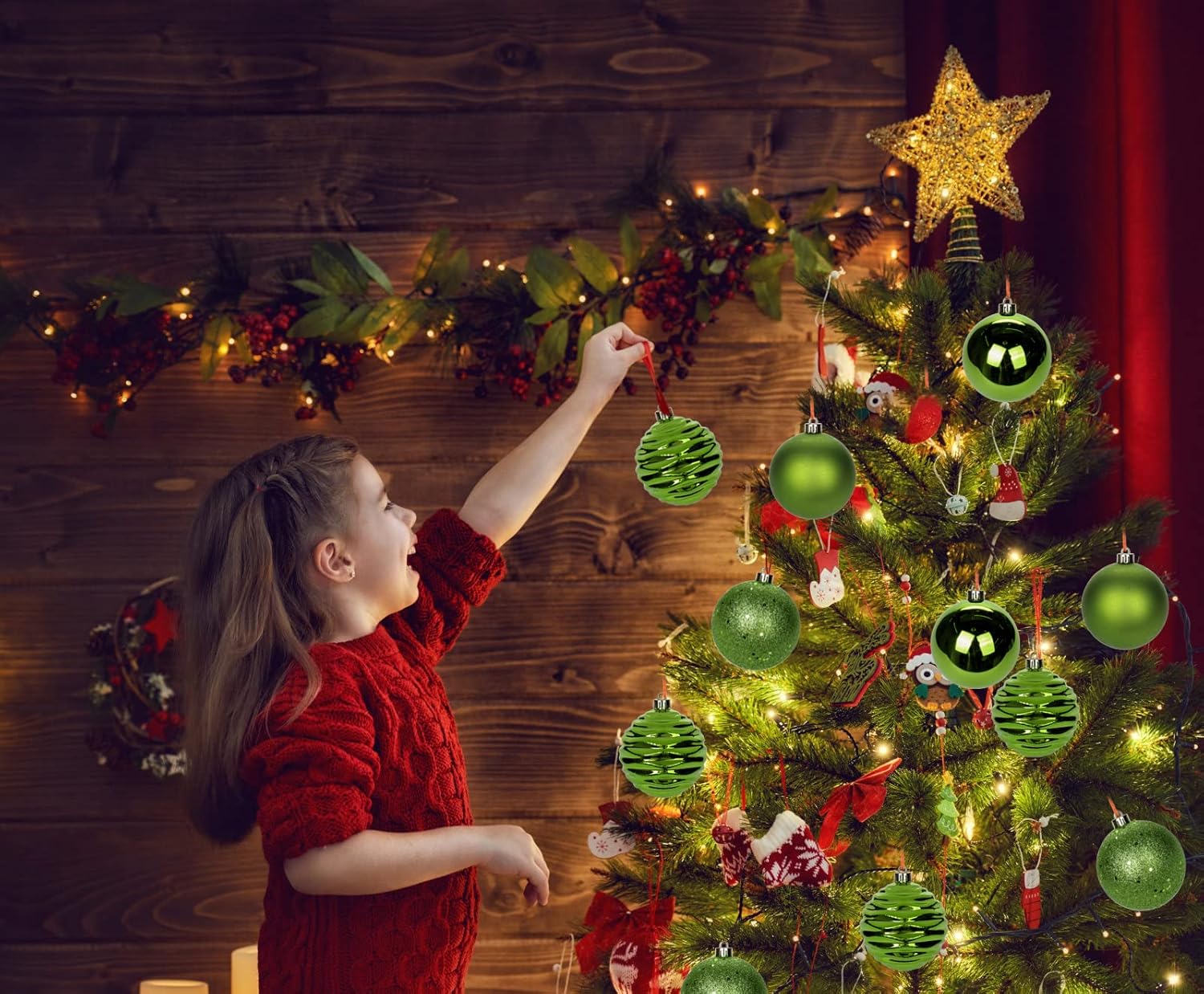 Skiennix Green Christmas Ball Ornaments - 12Pcs Shatterproof Medium Tree Decorations for Holiday Decor