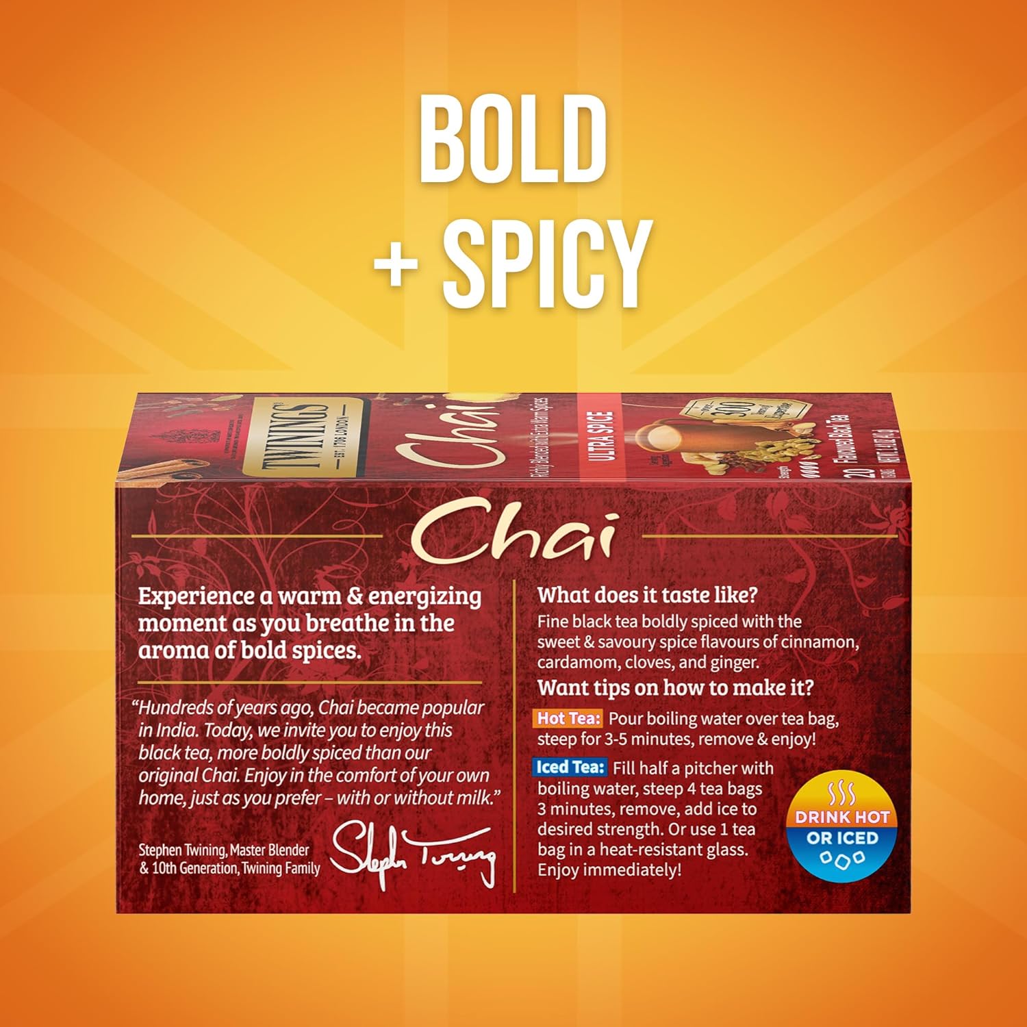 Twinings Ultra Spice Chai Tea - Aromatic Blend for Invigorating Flavor | 1.41 oz, 20 Count
