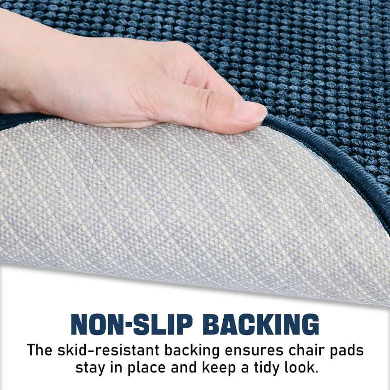 PRONOUS Blue Memory Foam Chair Pads, 6 Pack D-Shaped Seat Cushions for Dining Office Chairs, 17" x 15", Nonslip