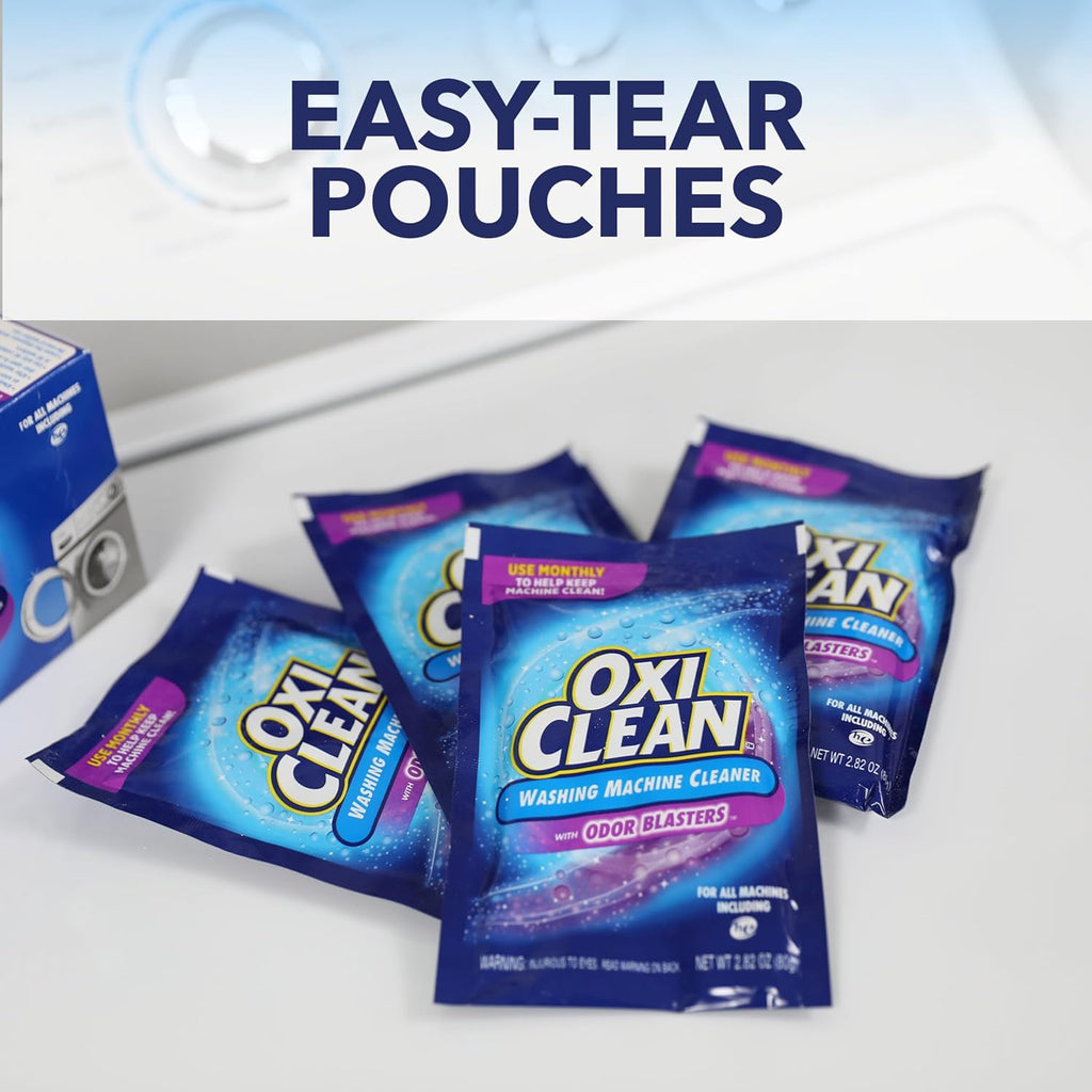 OxiClean Washing Machine Cleaner - Powerful Odor Blasters | 4 Count Pack
