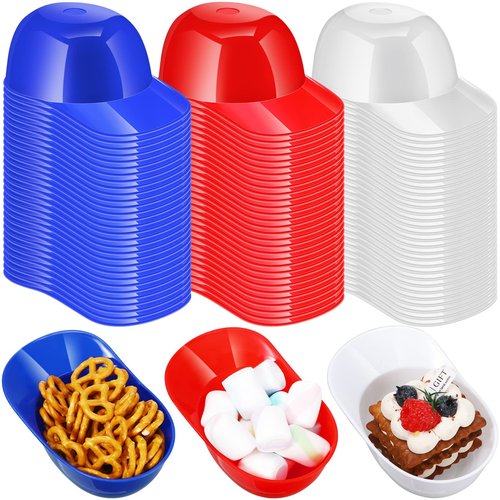 Roshtia 144 Pcs Baseball Helmet Ice Cream Bowl Bulk, 8 oz Mini Baseball Cap Dessert Bowls Plastic Small Sundae Disposable Snack Helmets Cups for Birthday Party Favor Supplies, Red, Dark Blue, White