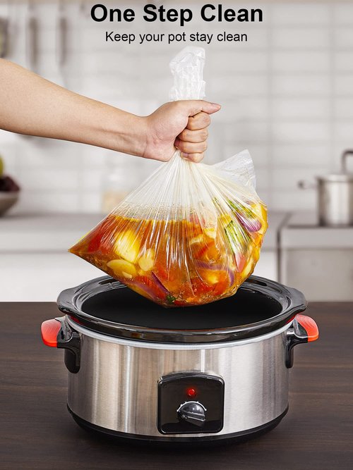 SMARTAKE Slow Cooker Liners, Extra Large Size 14"x 22" Disposable Cooking Bags, Fit 6QT to 10QT for Slow Cooker, Cooking Trays, Suitable for Oval & Round Pots, 60 Liners