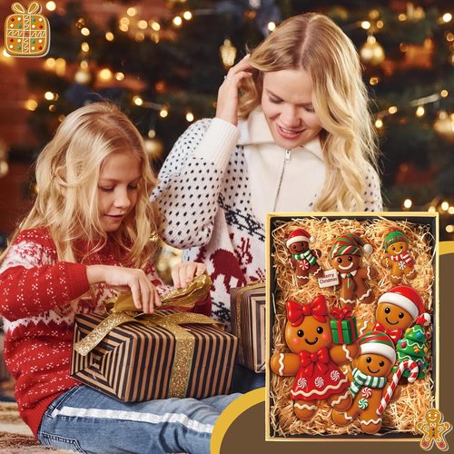 AceOrbit 8-Inch Large Gingerbread Man Figurines - Rustic Wooden Christmas Table Decorations | 6 Pcs Set