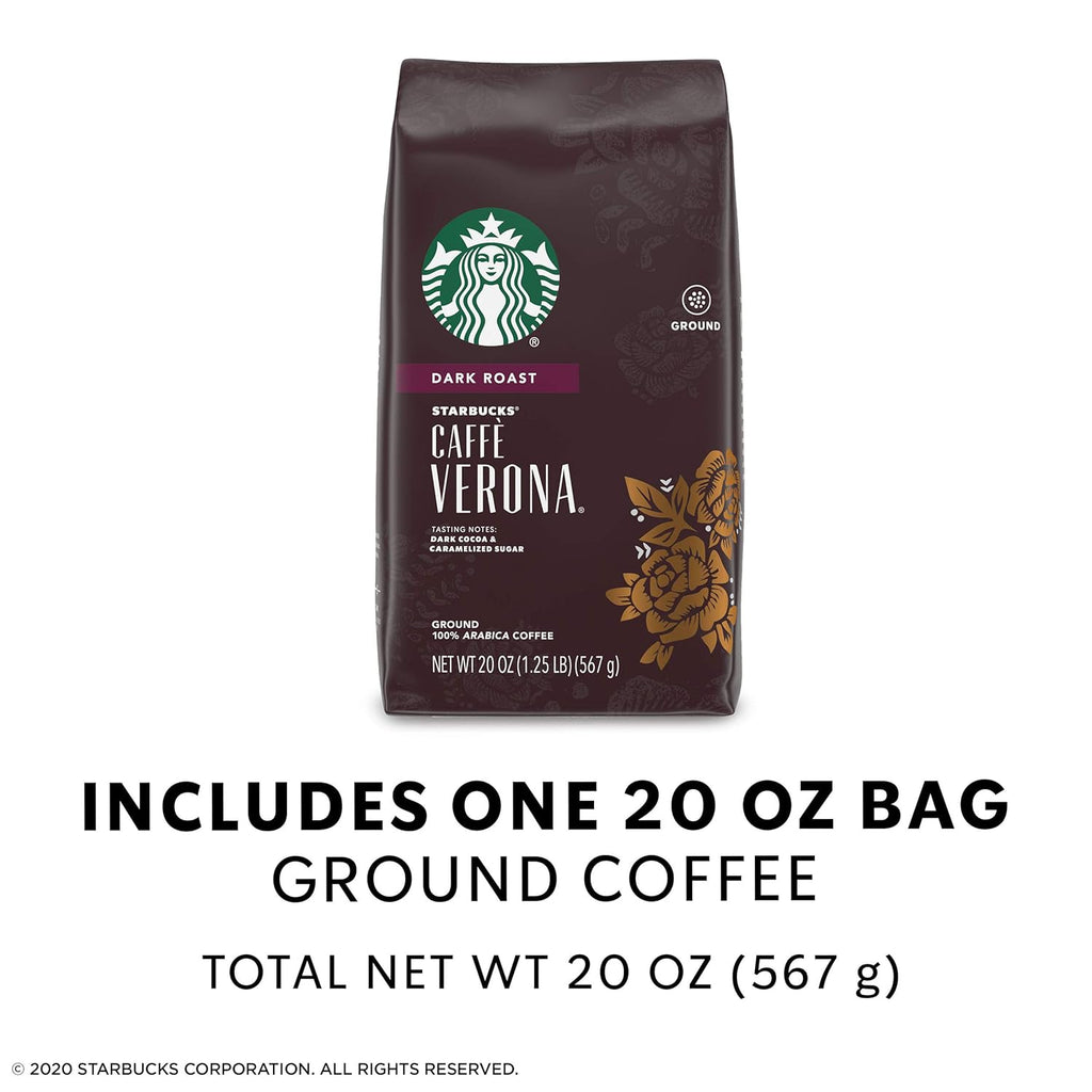 Starbucks Dark Roast Ground Coffee - Caffè Verona - 100% Arabica Beans - 20 oz Bag