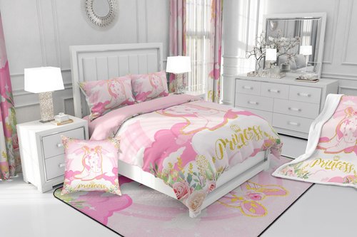 Manfei Cowgirl Boots Kids Queen Comforter Sets,Western Pink Girly Reversible Bedding Set for Girls Children,Kawaii Girl Boots Bowknot 3 Pieces Quilt Sets,South West Pink Duvet Insert,2 Pillow Cases