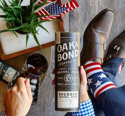Oak & Bond Coffee Co. Bourbon Barrel Aged Coffee, Brazil Single Origin Whole Bean, Medium Roast - Chocolate, Caramel, Mandarin Orange, Sweet Bourbon Flavors - 10oz