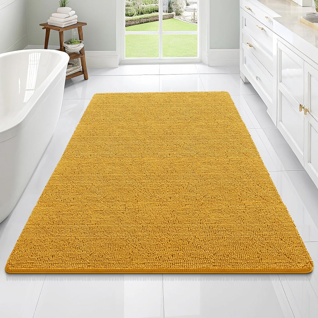 OLANLY Large Chenille Bathroom Rugs - Soft, Absorbent, Quick-Dry | 70x46, Golden Yellow, Machine Washable