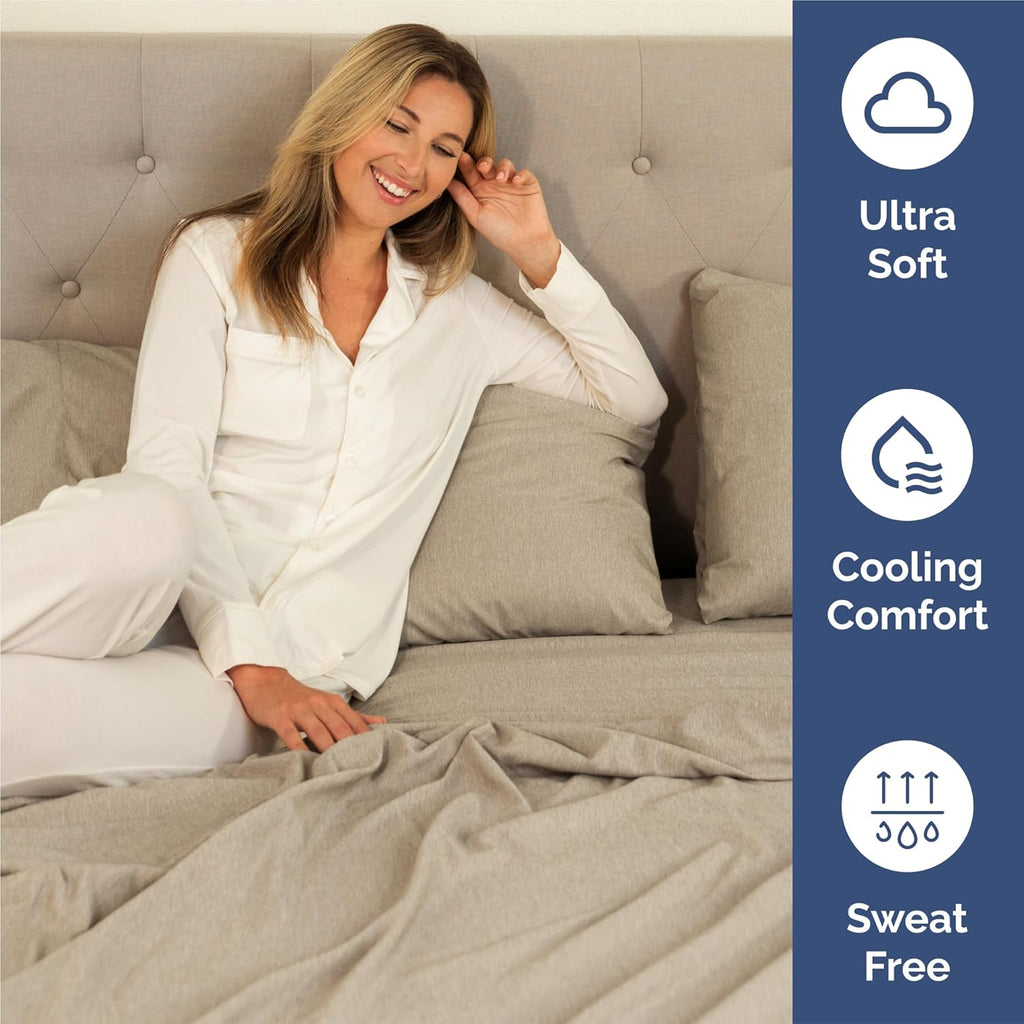 Split King Size 5 Piece Sheet Set - Comfy Breathable Cooling Bed Sheets - Luxury Hotel Quality in Beige
