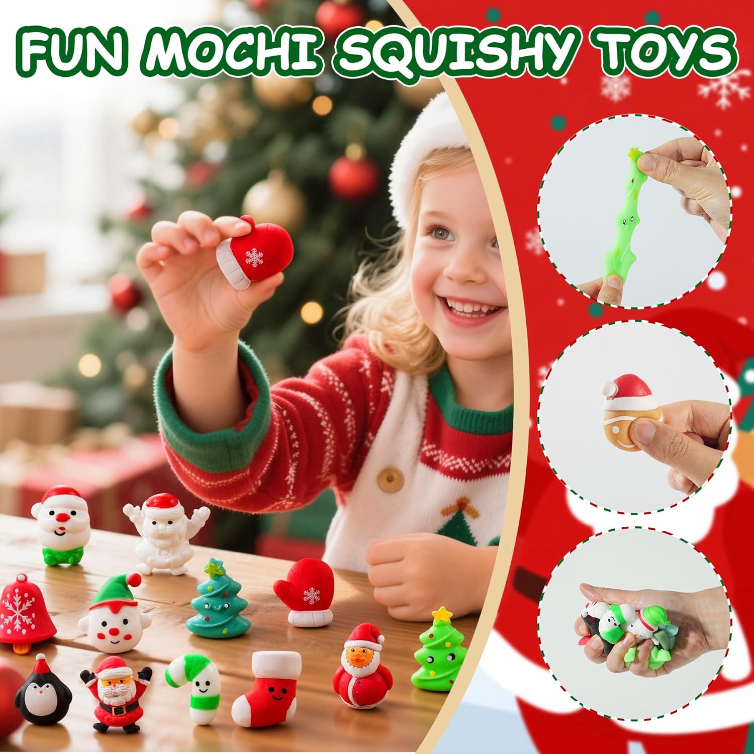 Skiennix Christmas Squishy Advent Calendar 2026 - 24 Mini Mochi Toys for Kids & Teens