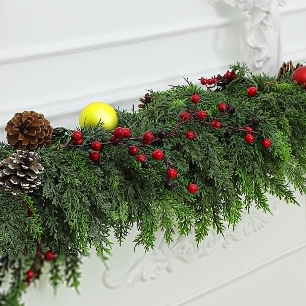 12 FT (2 * 6FT) Realistic Artificial Cedar Pine Garland - Thick Lush Full Faux Greenery Garland for Fireplace Mantle, Indoor Outdoor Christmas Holiday Home Party Decorations