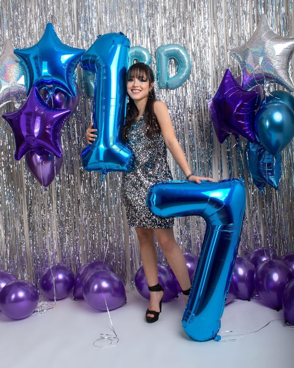 Number 17 Balloon - Navy Blue 40-Inch Birthday Decoration for 17th Year Celebration