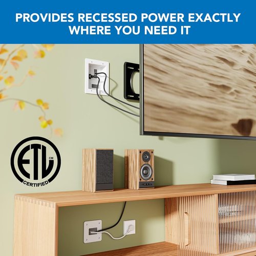 Mount-It! In-Wall TV Cable Concealer Kit - Triple Outlet, 9ft Cord & Hand Saw for Safe Cable Management