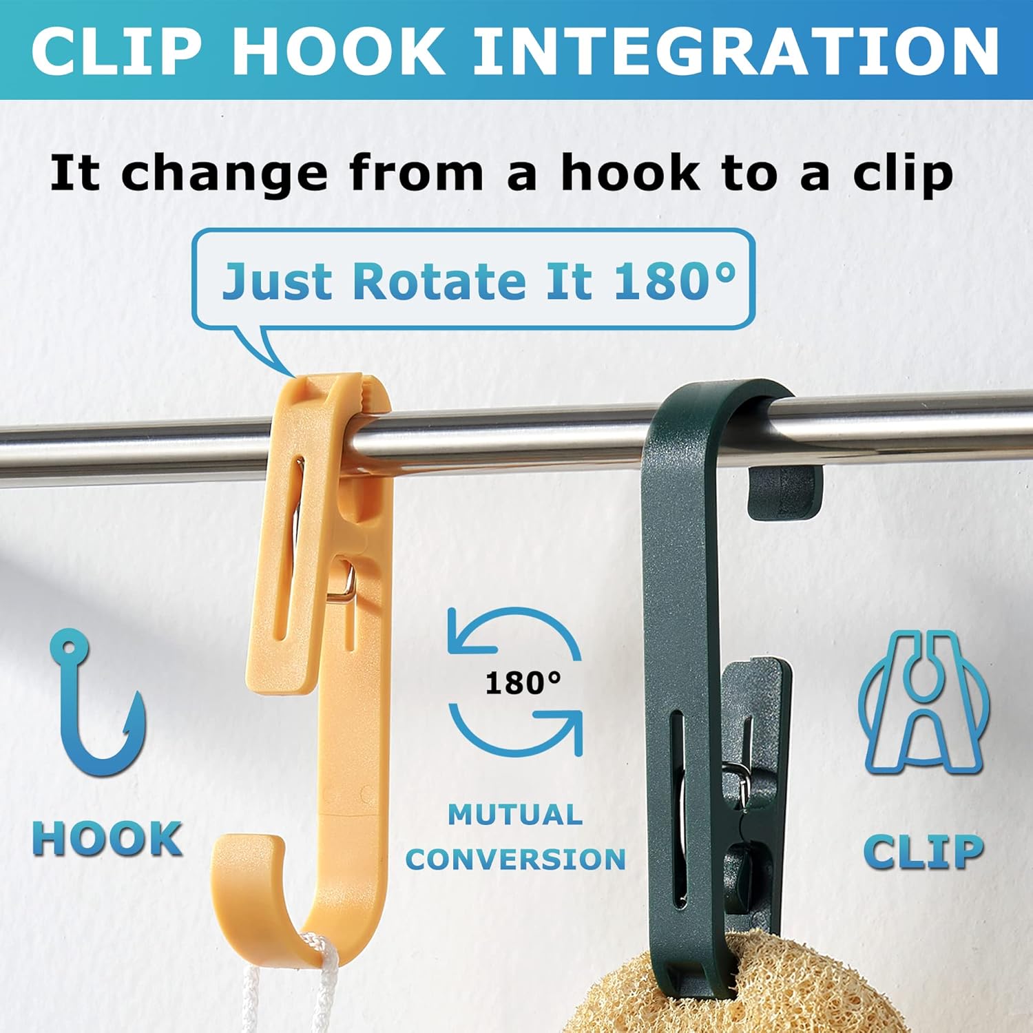 XoYoZo Laundry Hooks - Versatile Clips Hanger Organizer for Socks, Boots, Bras & Towels | 4 Pcs Black