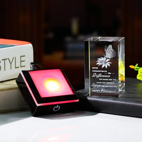 3D Crystal Retirement Gift | Skiennix Going Away Keepsake for Coworkers & Friends - Perfect Farewell Gift